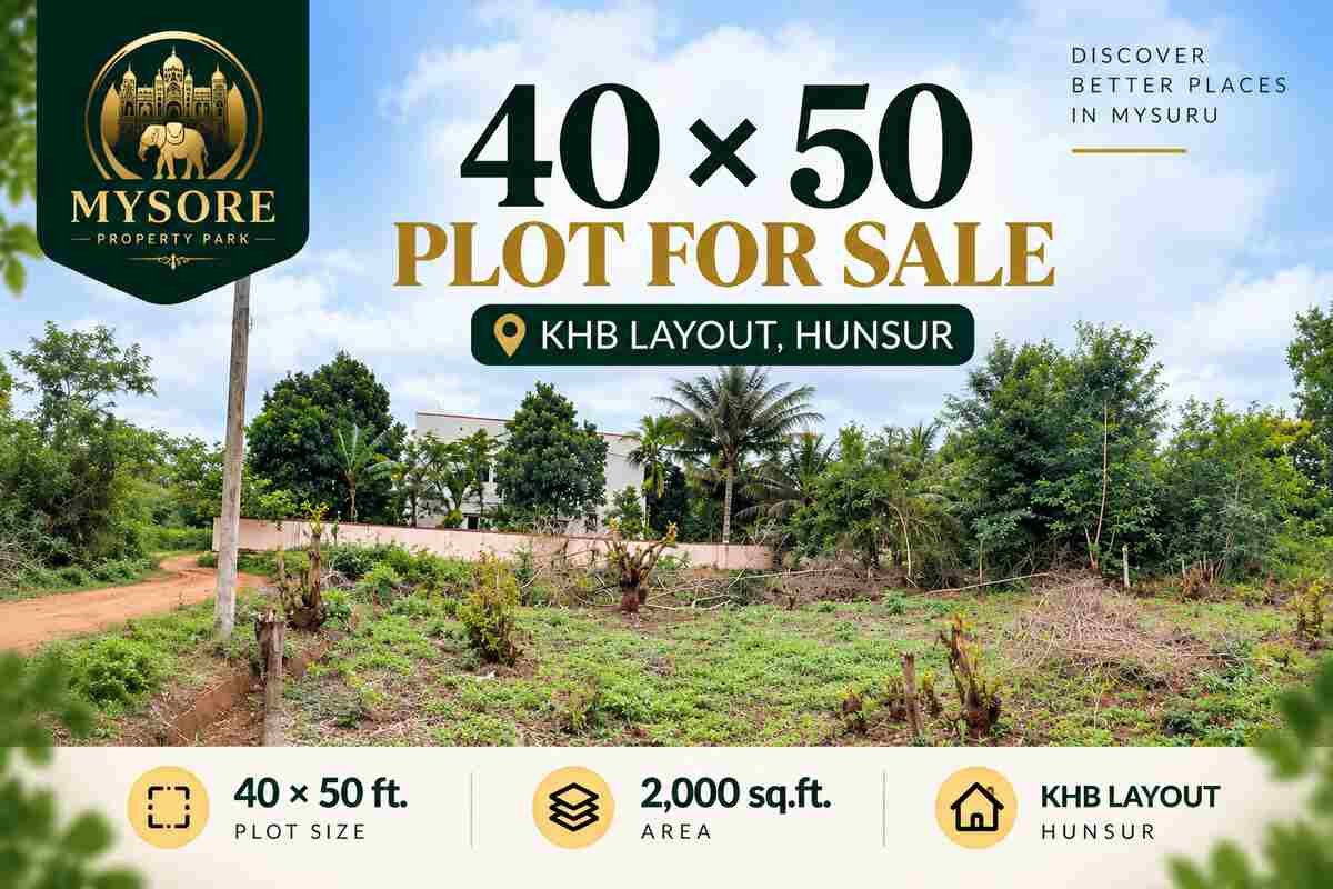 40 × 50 Plot for Sale in KHB Layout, Hunsur – 2,000 Sq.Ft. Property